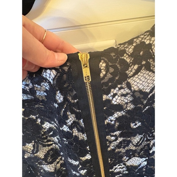 Theory Galician Marique Black Floral Lace White Bodice Long Sleeve Mini Dress -8 - Picture 7 of 10